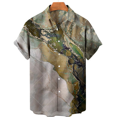 Uniszex ing 2022 Cool absztrakt rendering nyakkendőfesték 3d nyomtatással hawaii ingek Retro férfi ing alkalmi rövid ujjú, légáteresztő felső