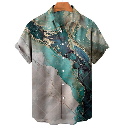 Uniszex ing 2022 Cool absztrakt rendering nyakkendőfesték 3d nyomtatással hawaii ingek Retro férfi ing alkalmi rövid ujjú, légáteresztő felső