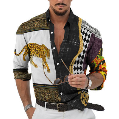 Muške košulje dugih rukava 2022. Vruća rasprodaja, nove 3D životinje, nepravilan Harajuku print, retro modni kardigan s gumbima, prevelike majice za zabave