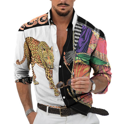 Muške košulje dugih rukava 2022. Vruća rasprodaja, nove 3D životinje, nepravilan Harajuku print, retro modni kardigan s gumbima, prevelike majice za zabave