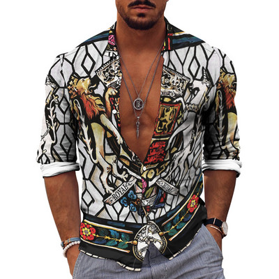 Muške košulje dugih rukava 2022. Vruća rasprodaja, nove 3D životinje, nepravilan Harajuku print, retro modni kardigan s gumbima, prevelike majice za zabave