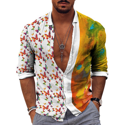 Muške košulje dugih rukava 2022. Vruća rasprodaja, nove 3D životinje, nepravilan Harajuku print, retro modni kardigan s gumbima, prevelike majice za zabave