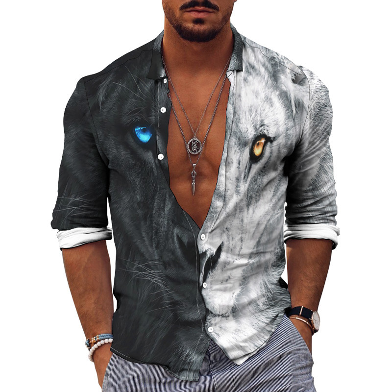 Muške košulje dugih rukava 2022. Vruća rasprodaja, nove 3D životinje, nepravilan Harajuku print, retro modni kardigan s gumbima, prevelike majice za zabave