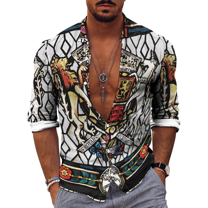 Muške košulje dugih rukava 2022. Vruća rasprodaja, nove 3D životinje, nepravilan Harajuku print, retro modni kardigan s gumbima, prevelike majice za zabave