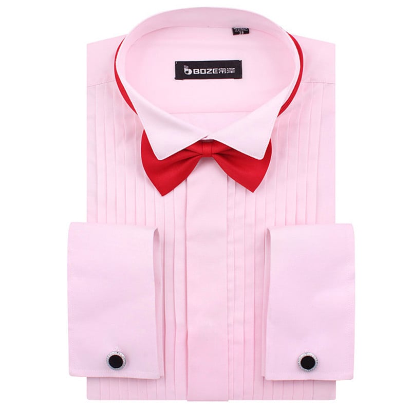 Ανδρικό πουκάμισο σμόκιν με γαλλική μανσέτα μονόχρωμο πουκάμισο γιακά με άκρη φτερού Ανδρικό πουκάμισο με μακρυμάνικο φόρεμα Επίσημο πουκάμισο γαμπρού γάμου