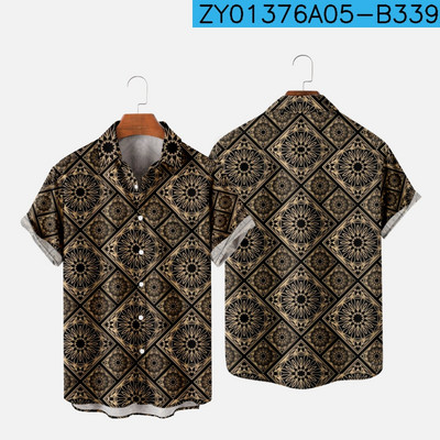 Tricou hawaian pentru bărbați Y2K Hombre Cămașă de modă Vintage 3D imprimat confortabil, casual, cu mânecă scurtă, haine supradimensionate pentru plajă