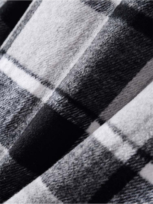 ZAFUL férfi ing Y2K őszi téli hosszú ujjú ingek flanel meleg kockás mintás blúz zsebbel, Harajuku stílusú ing felső