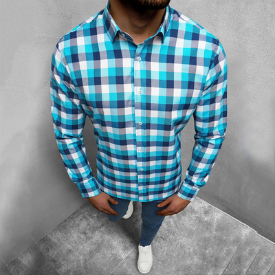 Cămăși în carouri bărbați cu mânecă lungă toamnă iarnă ocazional imprimat modă de zi cu zi Top business camisă largi cămăși la modă topuri chemise