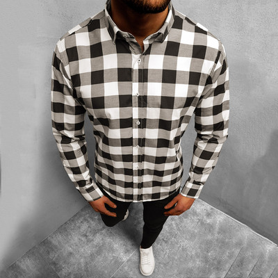 Cămăși în carouri bărbați cu mânecă lungă toamnă iarnă ocazional imprimat modă de zi cu zi Top business camisă largi cămăși la modă topuri chemise