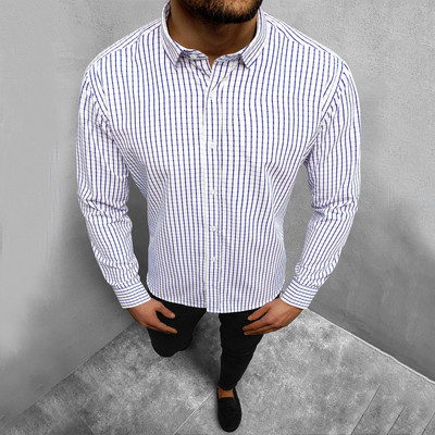 Cămăși în carouri bărbați cu mânecă lungă toamnă iarnă ocazional imprimat modă de zi cu zi Top business camisă largi cămăși la modă topuri chemise