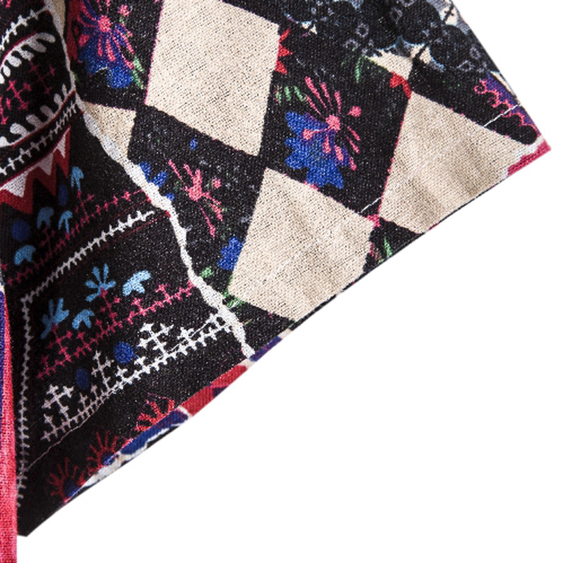 Meeste puuvillasest polüestrist suvine lühikeste varrukatega särk Boho geomeetrilise mustriga Hawaiian Beach meeste särgid vabaaja pluus meestele