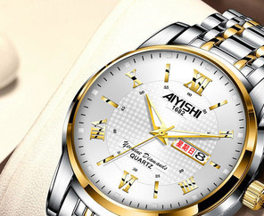 Neperšlampamas vyriškas laikrodis – šviečiantis apvaliu ciferblatu