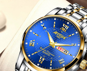 Neperšlampamas vyriškas laikrodis – šviečiantis apvaliu ciferblatu