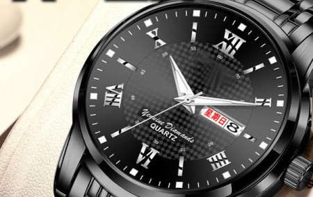 Neperšlampamas vyriškas laikrodis – šviečiantis apvaliu ciferblatu