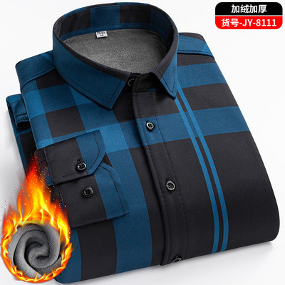New Winter Plus Cămașă groasă și caldă cu imprimeu din catifea Cămașă casual în carouri de afaceri, la modă clasică, haine de marcă de înaltă calitate