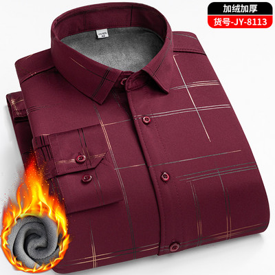 New Winter Plus Cămașă groasă și caldă cu imprimeu din catifea Cămașă casual în carouri de afaceri, la modă clasică, haine de marcă de înaltă calitate