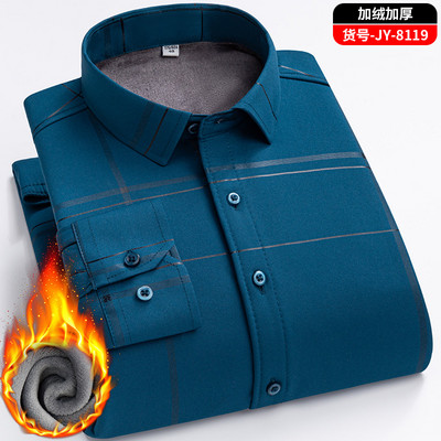 New Winter Plus Cămașă groasă și caldă cu imprimeu din catifea Cămașă casual în carouri de afaceri, la modă clasică, haine de marcă de înaltă calitate