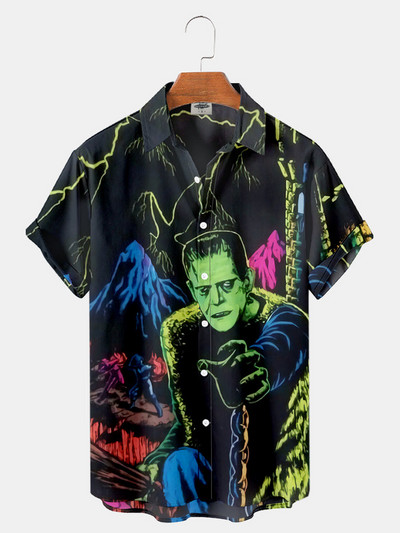 Molilulu VYRIŠKAI HELOVYNO Siaubo personažų marginimo marškinėliai