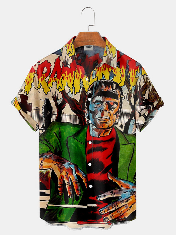 Molilulu VYRIŠKAI HELOVYNO Siaubo personažų marginimo marškinėliai