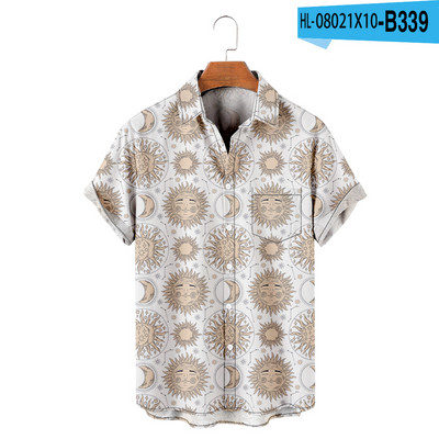 Vyriški havajietiški marškinėliai Y2K Hombre Madingi havajietiški marškinėliai Sun Moon 3D spausdinti Patogūs laisvalaikio trumpomis rankovėmis paplūdimio negabaritinių Clo