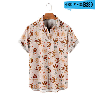 Vyriški havajietiški marškinėliai Y2K Hombre Madingi havajietiški marškinėliai Sun Moon 3D spausdinti Patogūs laisvalaikio trumpomis rankovėmis paplūdimio negabaritinių Clo