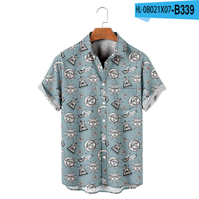 Vyriški havajietiški marškinėliai Y2K Hombre Madingi havajietiški marškinėliai Sun Moon 3D spausdinti Patogūs laisvalaikio trumpomis rankovėmis paplūdimio negabaritinių Clo