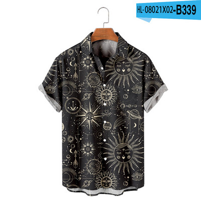 Vyriški havajietiški marškinėliai Y2K Hombre Madingi havajietiški marškinėliai Sun Moon 3D spausdinti Patogūs laisvalaikio trumpomis rankovėmis paplūdimio negabaritinių Clo
