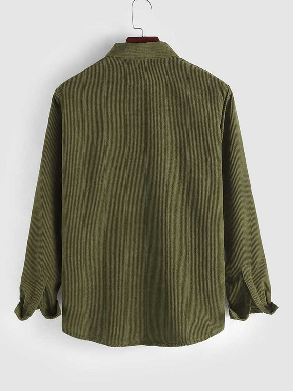 Cămăși pentru bărbați ZAFUL Cămașă cu mâneci lungi din velur cu buzunar, toamnă, iarnă, haină solidă, bluză de stradă vintage, bluze, stil unisex