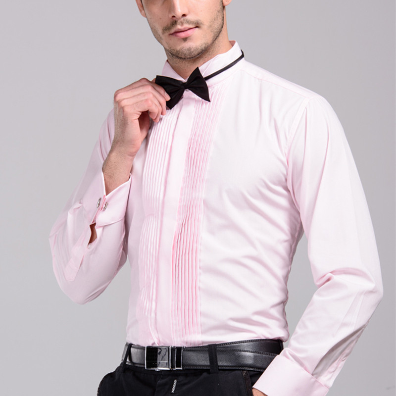 New Arrival francia mandzsetta Wing Tip gallér Férfi hivatalos ruha ingek Szmoking ingek Vőlegény esküvői ingek Férfi Színpadi jelmez