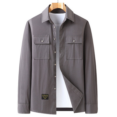 Őszi új férfi molett 8XL szögletes galléros pamut munka hosszú ujjú ing kabát férfi fekete ingek férfiaknak 7XL 6XL