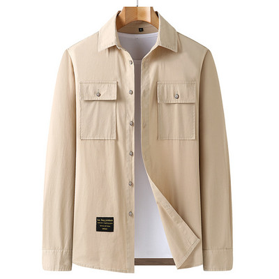 Őszi új férfi molett 8XL szögletes galléros pamut munka hosszú ujjú ing kabát férfi fekete ingek férfiaknak 7XL 6XL