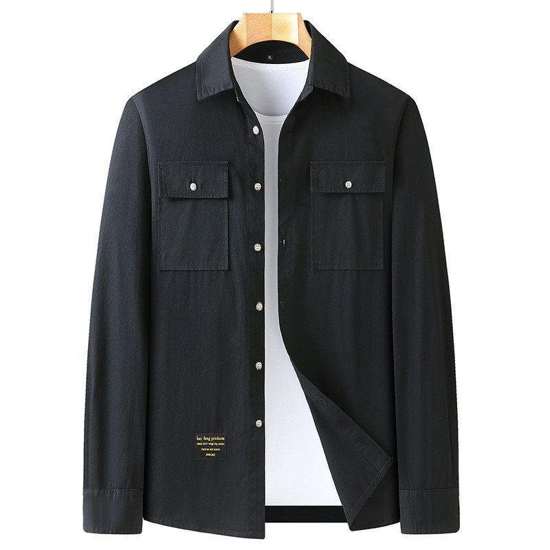 Őszi új férfi molett 8XL szögletes galléros pamut munka hosszú ujjú ing kabát férfi fekete ingek férfiaknak 7XL 6XL