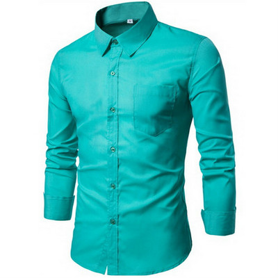 2022-es új férfi ing hosszú ujjú karcsúsított férfi ingek Designer kiváló minőségű tömör férfi ruha Fit üzleti ingek zseb nélkül