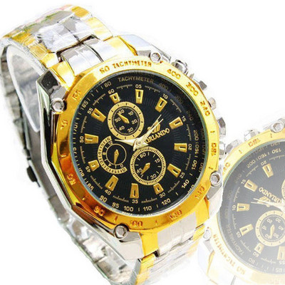 Ceas barbatesc de culoare auriu si argintiu