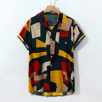 Συνονθύλευμα εκτύπωσης Χαβάης πουκάμισο Ανδρικό κοντομάνικο φαρδύ πουκάμισο Casual μπλουζάκια με κουμπιά Camisa Masculina Summer