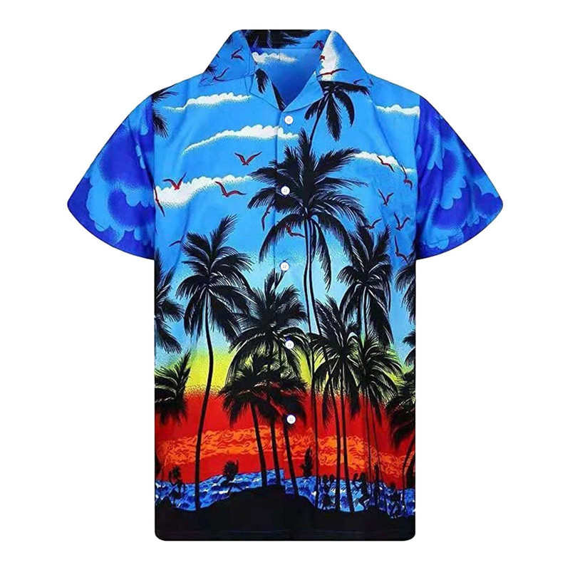 Cămașă casual pentru vacanță de vară 2022, pe plajă, Harajuku, cămașă Aloha cu mânecă scurtă pentru bărbați, bluză largi, cămașă hawaiană pentru surfing