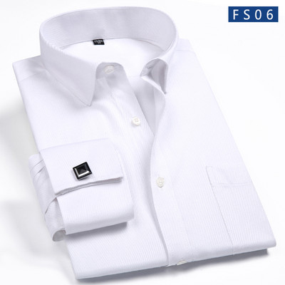 2020, nou sosire, cămașă pentru bărbați cu manșetă franceză, cămașă de rochie albă, pentru bărbat, cu mâneci lungi, îmbrăcăminte formală solidă, camisa masculină DS190