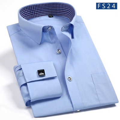 2020, nou sosire, cămașă pentru bărbați cu manșetă franceză, cămașă de rochie albă, pentru bărbat, cu mâneci lungi, îmbrăcăminte formală solidă, camisa masculină DS190