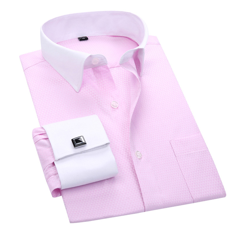 2020, nou sosire, cămașă pentru bărbați cu manșetă franceză, cămașă de rochie albă, pentru bărbat, cu mâneci lungi, îmbrăcăminte formală solidă, camisa masculină DS190