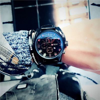 Ceas sport pentru bărbați de zi cu zi, cu curea din piele ecologică