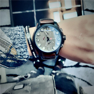 Ceas sport pentru bărbați de zi cu zi, cu curea din piele ecologică