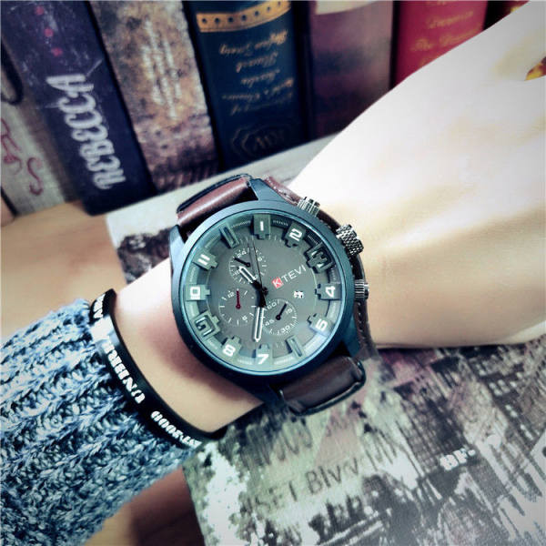 Ceas sport pentru bărbați de zi cu zi, cu curea din piele ecologică