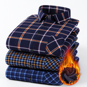 Új ingek férfinak divat kockás őszi téli alkalmi üzleti férfi kétoldalas polár plusz bársony vastag meleg ing Ruházat