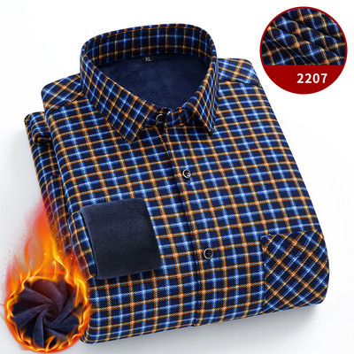 Új ingek férfinak divat kockás őszi téli alkalmi üzleti férfi kétoldalas polár plusz bársony vastag meleg ing Ruházat