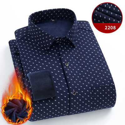 Új ingek férfinak divat kockás őszi téli alkalmi üzleti férfi kétoldalas polár plusz bársony vastag meleg ing Ruházat