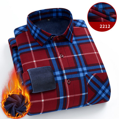 Új ingek férfinak divat kockás őszi téli alkalmi üzleti férfi kétoldalas polár plusz bársony vastag meleg ing Ruházat