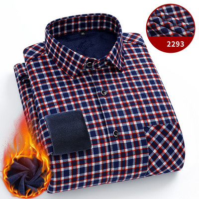 Új ingek férfinak divat kockás őszi téli alkalmi üzleti férfi kétoldalas polár plusz bársony vastag meleg ing Ruházat