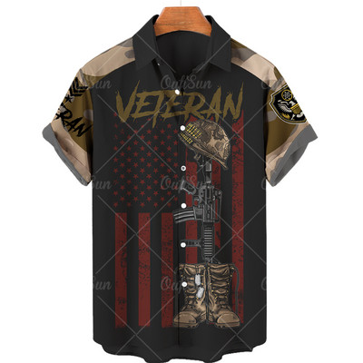 Cămașă cu steag pentru bărbați 2022, cu imprimeu 3d, cu rever, cămașă hawaiană largi, respirabilă, cămașă cu mânecă scurtă pentru bărbați, la modă de stradă