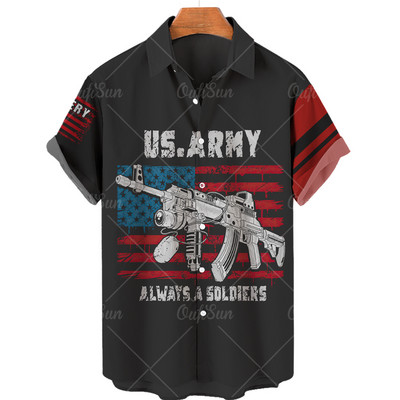 Cămașă cu steag pentru bărbați 2022, cu imprimeu 3d, cu rever, cămașă hawaiană largi, respirabilă, cămașă cu mânecă scurtă pentru bărbați, la modă de stradă