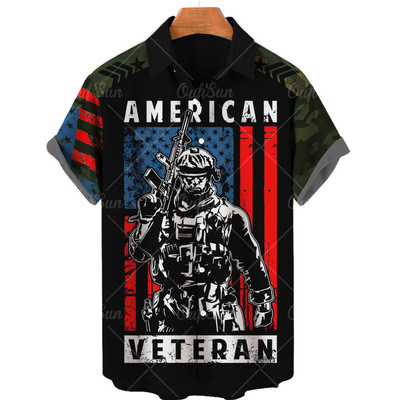 Cămașă cu steag pentru bărbați 2022, cu imprimeu 3d, cu rever, cămașă hawaiană largi, respirabilă, cămașă cu mânecă scurtă pentru bărbați, la modă de stradă